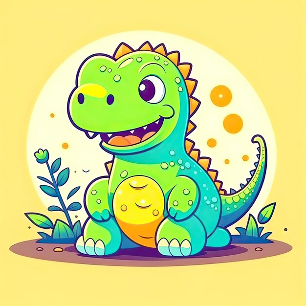 Illustration pour enfants de dinosaures avec un dinosaure mignon