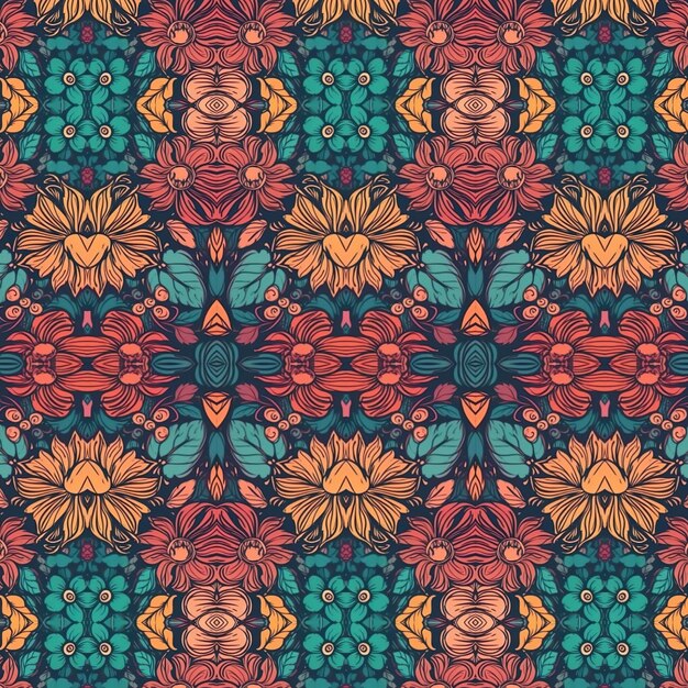 Illustration pour fond d'écran d'un motif floral coloré
