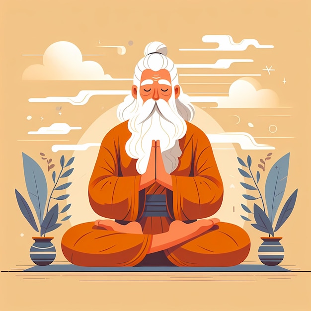 Photo illustration pour le guru purnima dans le style plat