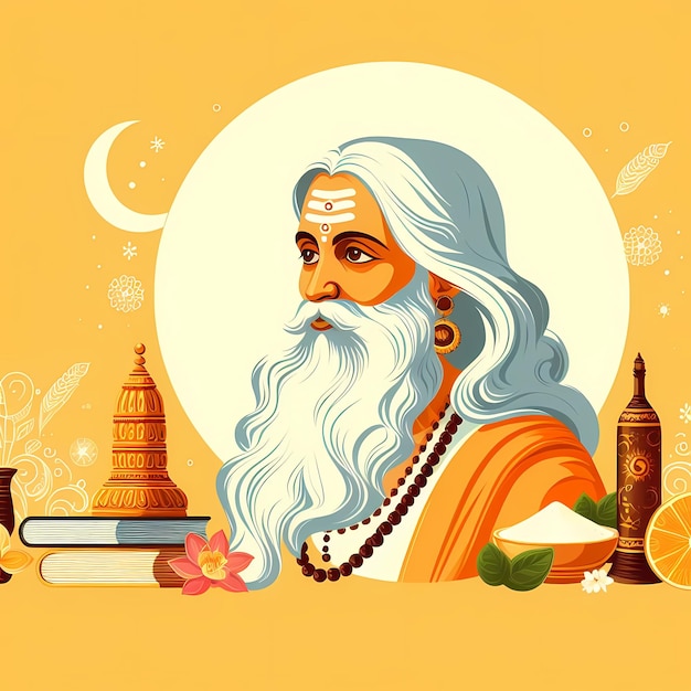 Photo illustration pour le guru purnima dans le style plat