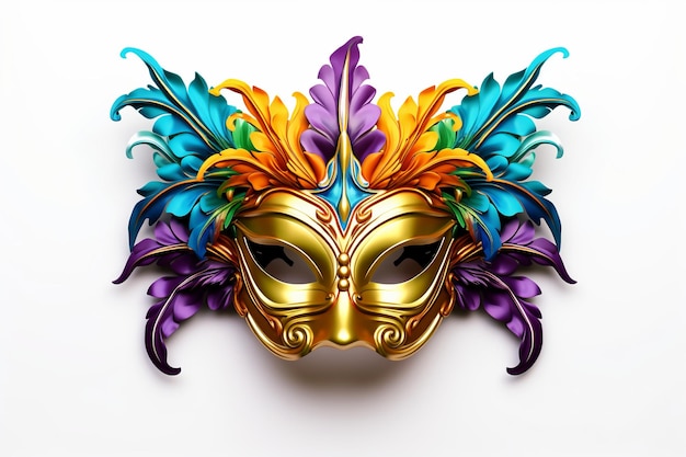 Photo illustration pour les masques flamboyants du mardi gras, couleurs vives isolées