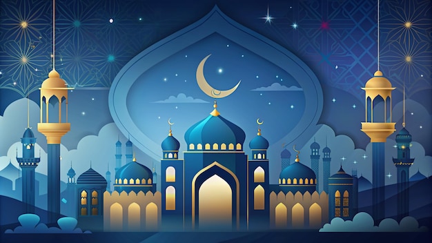 Illustration premium d'Eid Mubarak avec un design de luxe