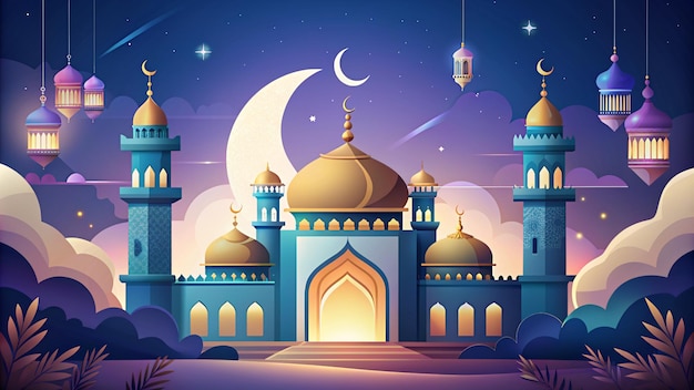 Illustration premium d'Eid Mubarak avec un design de luxe