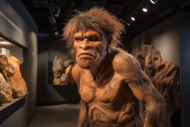 Une illustration primitive d'un homme des cavernes neandertalien préhistorique