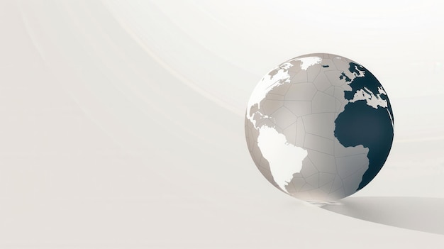 Une illustration propre et moderne d'un globe avec des continents parfait pour les agences de voyage et les entreprises mondiales à la recherche d'un design minimaliste.