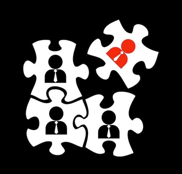 Illustration d'un puzzle blanc avec des icônes de personnes Acquisition de talents à la recherche de talents ou d'un employé conceptuel