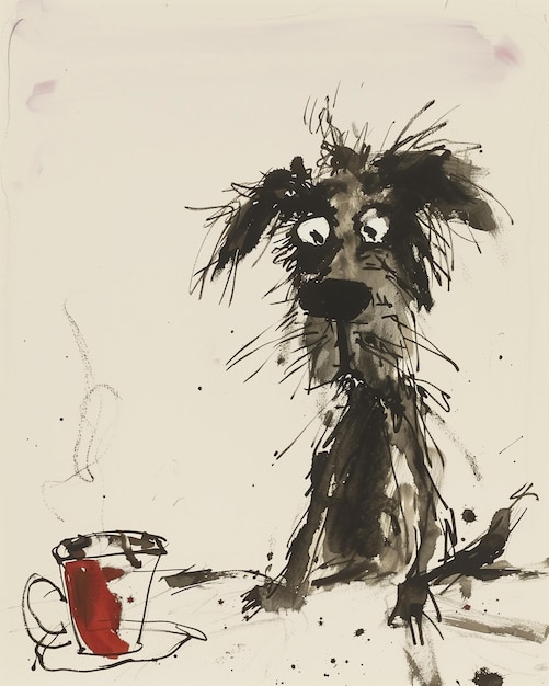 L'illustration de Quentin Blakes Le chien et le café