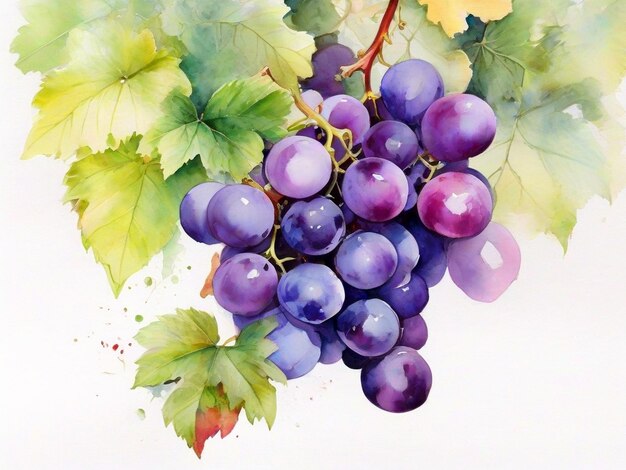 Illustration d'un raisin à l'aquarelle