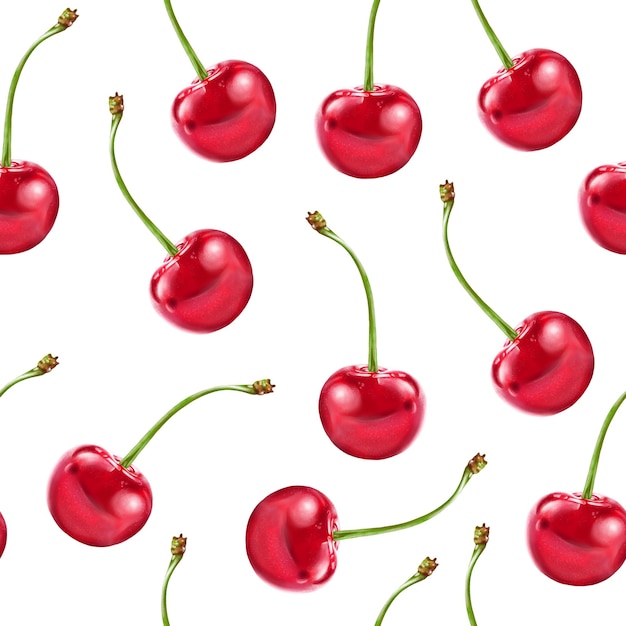 Illustration réalisme transparente motif berry cerise rouge sur fond blanc isolé de haute qualité