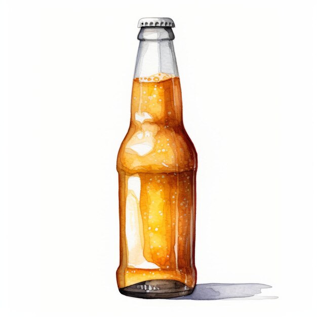 Illustration réaliste à l'aquarelle d'une bouteille de soda colorée