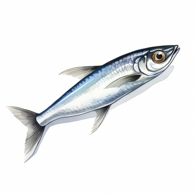 Illustration réaliste de clipart de poisson sardine aquarelle