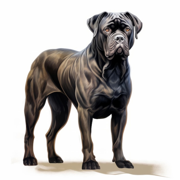 Illustration réaliste élégante d'un chien Cane Corso noir muté