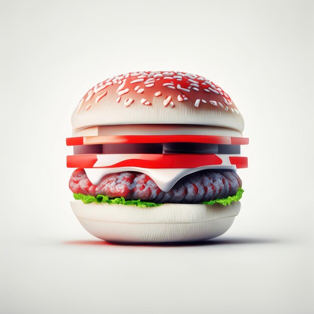 Photo illustration réaliste de l'icône du hamburger en 3d