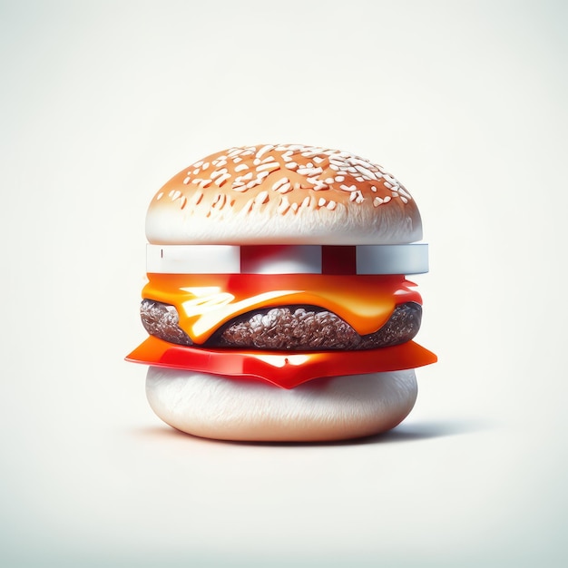 Photo illustration réaliste de l'icône du hamburger en 3d