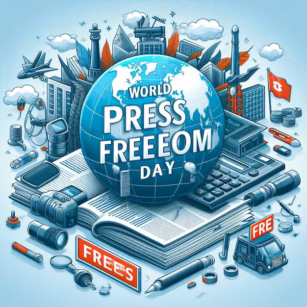 illustration réaliste de la journée mondiale de la liberté de la presse