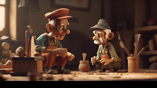 Illustration réaliste de la poupée Pinocchio en 3D