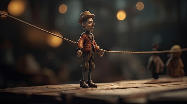 Illustration réaliste de la poupée Pinocchio en 3D