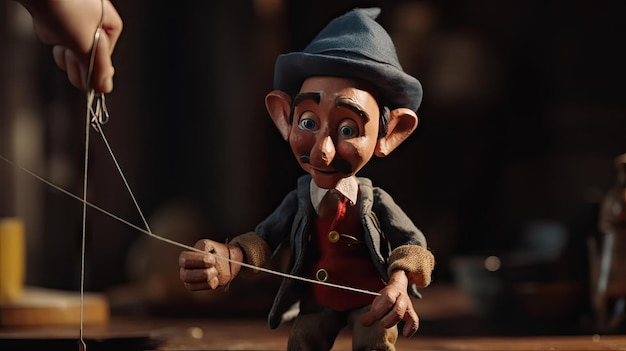 Illustration réaliste de la poupée Pinocchio en 3D