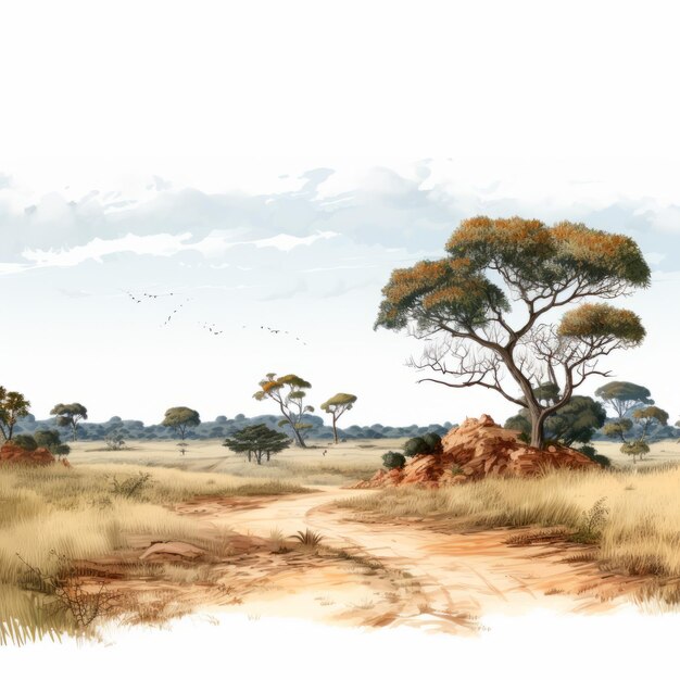 Illustration réaliste d'une savane dans le désert