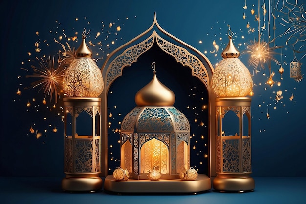 illustration réaliste en trois dimensions de Ramadan Kareem