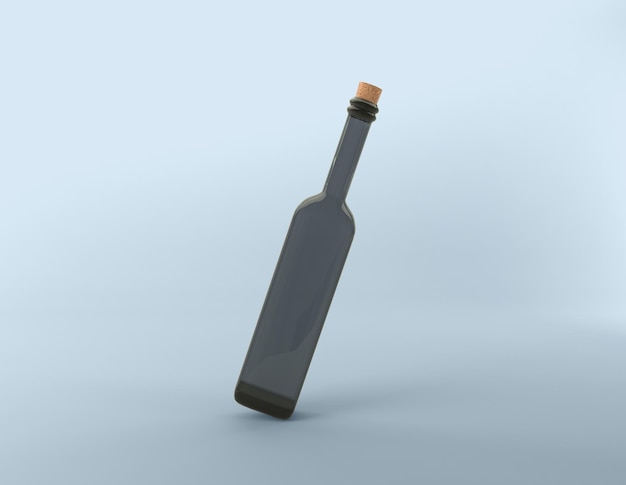 Photo illustration de rendu 3d de bouteille d'alcool de bière