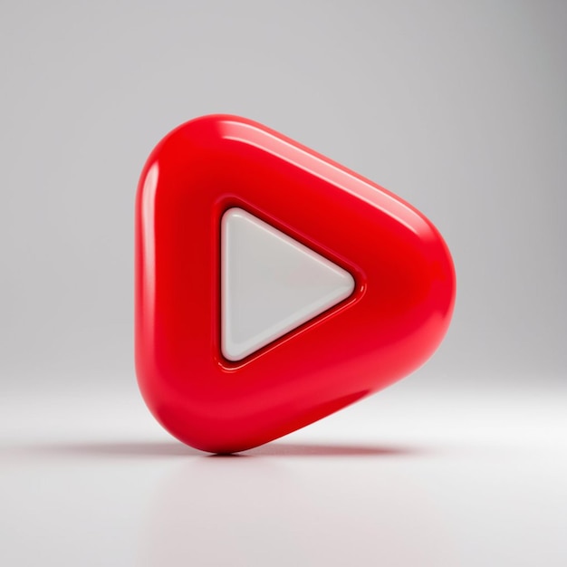 Illustration de rendu 3D d'un bouton de lecture rouge
