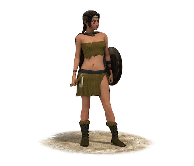 illustration de rendu 3D de caractère femme guerrière