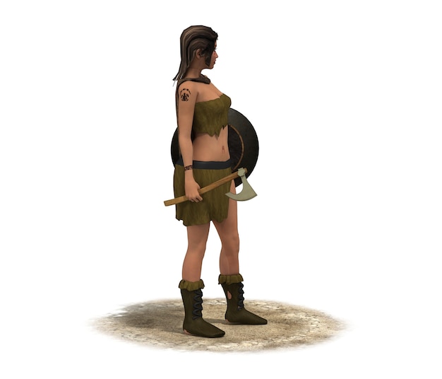 illustration de rendu 3D de caractère femme guerrière