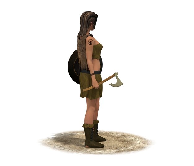 illustration de rendu 3D de caractère femme guerrière