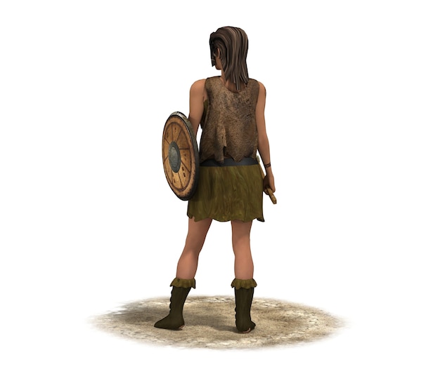 illustration de rendu 3D de caractère femme guerrière