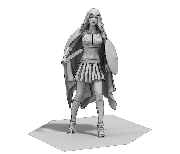 illustration de rendu 3D de caractère femme guerrière