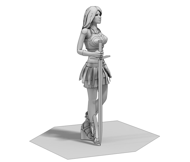 illustration de rendu 3D de caractère femme guerrière
