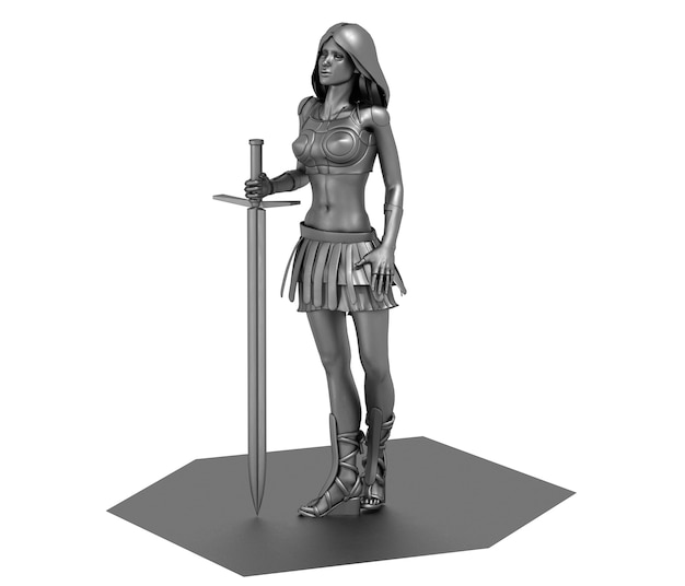 illustration de rendu 3D de caractère femme guerrière