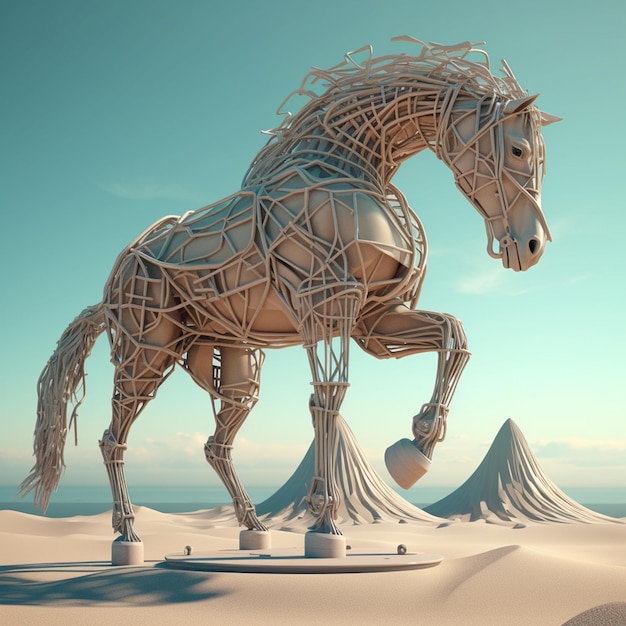 Photo illustration de rendu 3d d'un cheval