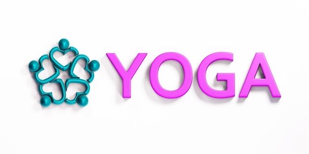 Illustration de rendu 3D de concept de forme physique colorée de yoga