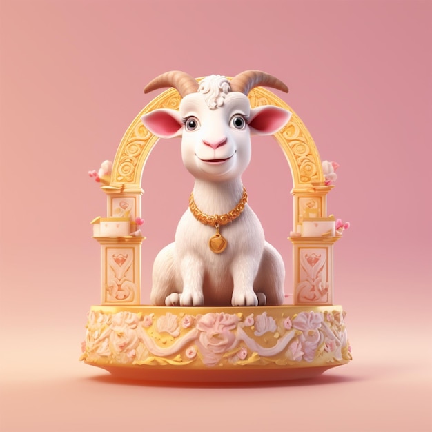 Illustration de rendu 3D de dessin animé de chèvre mignon