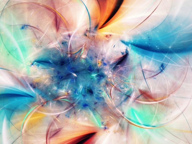 illustration de rendu 3D de fond fractal abstrait bleu et orange