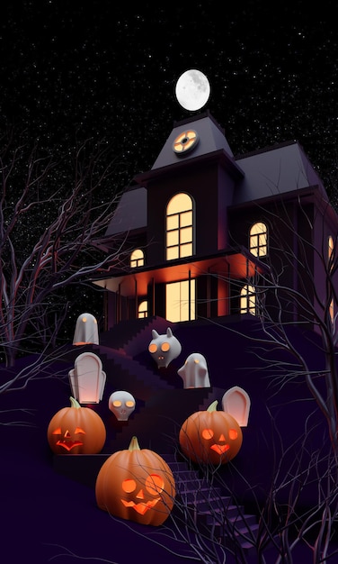 L'illustration de rendu 3D de fond d'Halloween 04