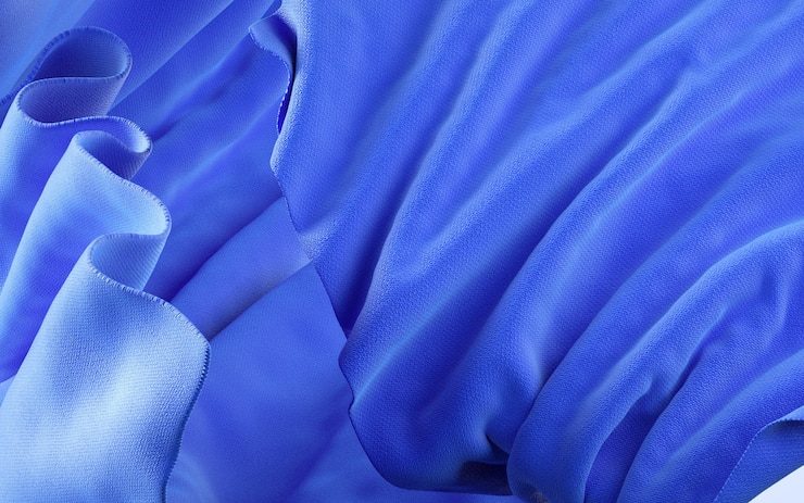 Photo illustration de rendu 3d de fond matériel bleu chiffon doux