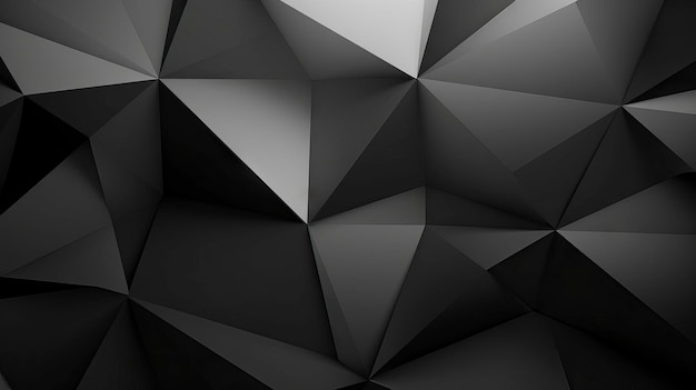 Illustration de rendu 3D d'un fond polygonal abstrait en noir et blanc