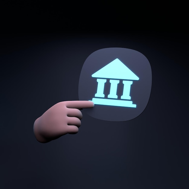 Illustration de rendu 3d de l'icône de la banque