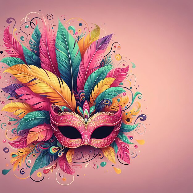 Photo illustration de rendu 3d illustration du carnaval de venise masques de plumes colorés ai générés