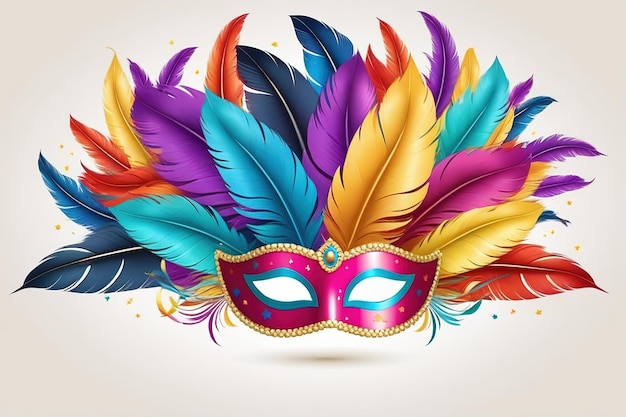 Photo illustration de rendu 3d illustration du carnaval de venise masques de plumes colorés ai générés