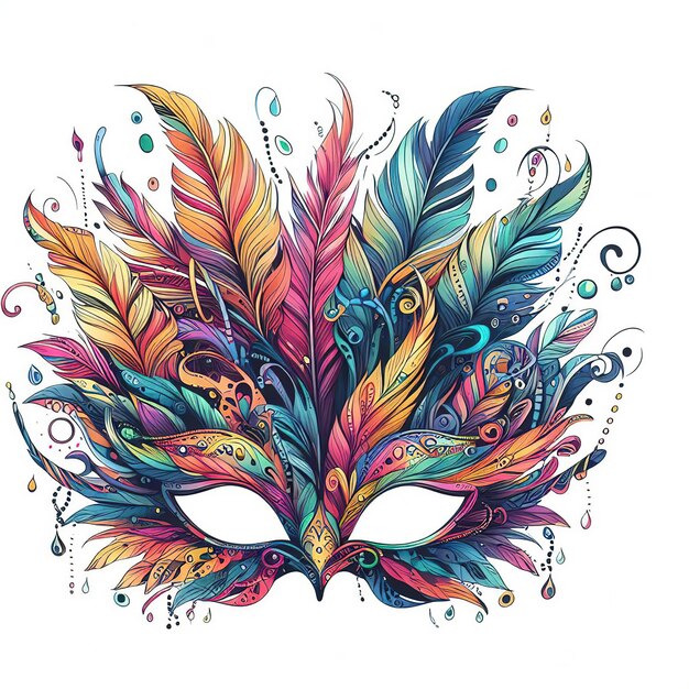 Illustration de rendu 3D illustration du carnaval de Venise masques de plumes colorés pour ai générés