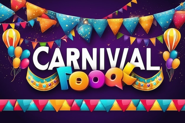 Photo illustration de rendu 3d lettres colorées pour le carnaval avec des éléments de fête décorés ai générés