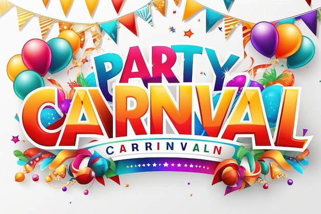 Illustration de rendu 3D Lettres colorées pour le carnaval avec des éléments de fête décorés ai générés