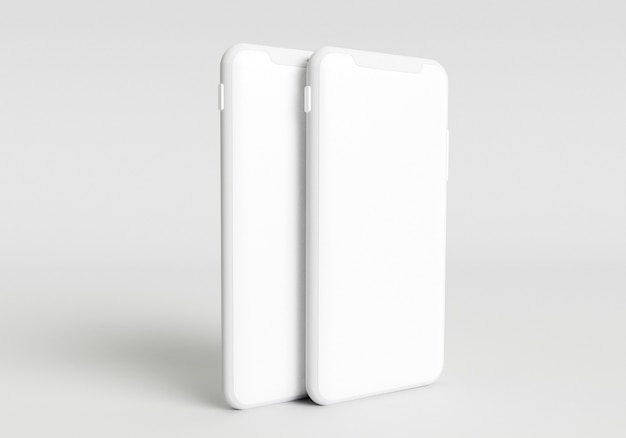 Illustration de rendu 3D main tenant le smartphone blanc avec plein écran et cadre moderne moins desi