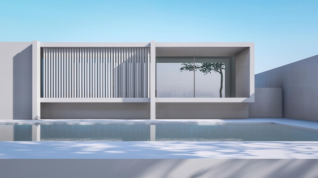 Illustration de rendu 3D d'une maison moderne avec piscine