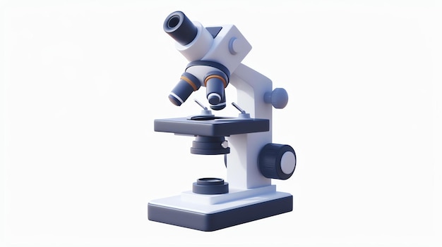 Illustration de rendu 3D d'un microscope isolé sur un fond blanc