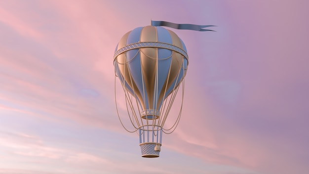 Illustration de rendu 3D de montgolfière et de ciel Design tendance moderne